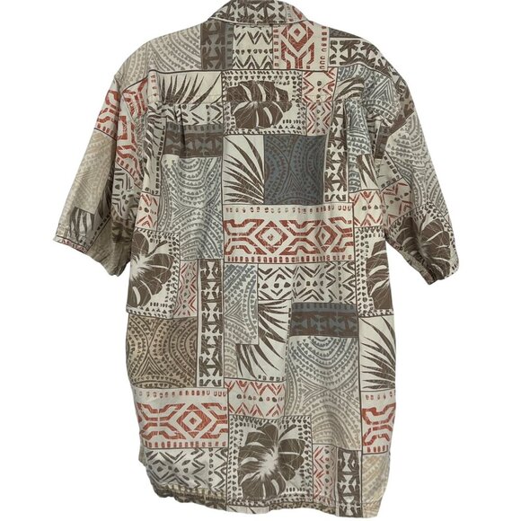 Kahala Mens Hawaiian Button-Up Shirt Large Brown Red Blue Aloha Tropical EUC - Picture 4 of 8